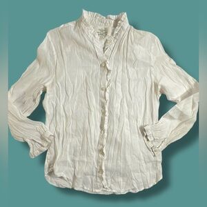 Birds of Paradis by Trovata Women White Long Sleeve Button-Down Shirt Small
